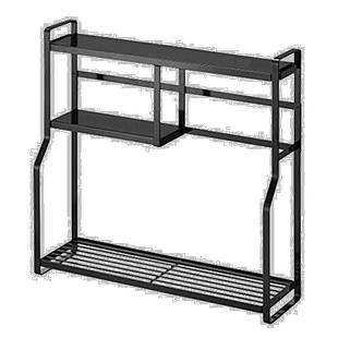 【日本直邮】Yamazaki山崎 炉灶边架 调味料收纳 黑色W53XD15.3XH