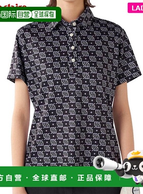 日本直邮Marie Claire 女士字母图案拼色短袖Polo衫 715-652 黑色