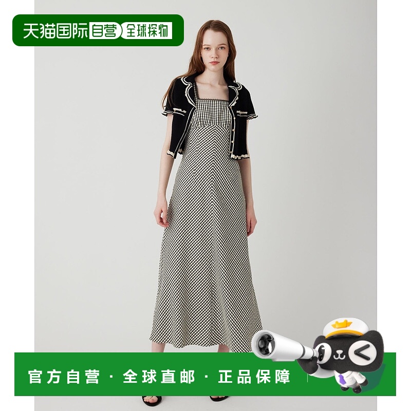 1h可退 日本直邮DEICY女装高腰A线长款格纹连衣裙显瘦设计感后背