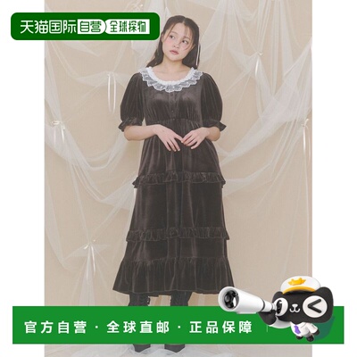 日本直邮merry jenny 女士 丝绒感泡泡袖连衣裙 282640301001