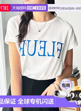 日本直邮GeeRA 法式袖印花 logo T 恤 [R04609EW12831]