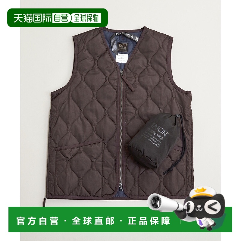 1h可退 日本直邮TAION 男装 V领双拉链羽绒背心 800FP保暖 裂帛面