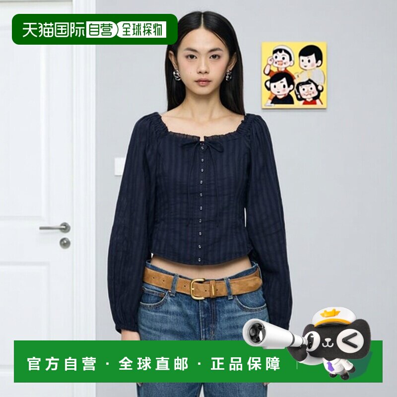 日本直邮MOUSSY 蕾丝饰边紧身胸衣式衬衫 [011552034]泡泡袖图片