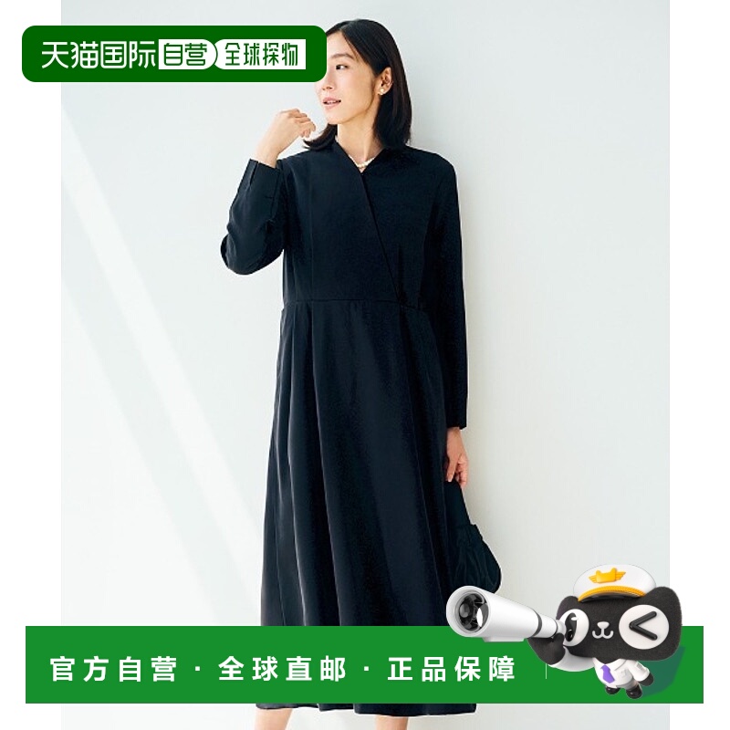 1h可退 日本直邮IEDIT 女士纯黑A字连衣裙 卡夫坦设计搭扣安全舒