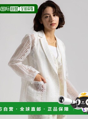 1h可退 日本直邮Atelier ChouChou 女士 无领双扣欧根纱蕾丝夹克