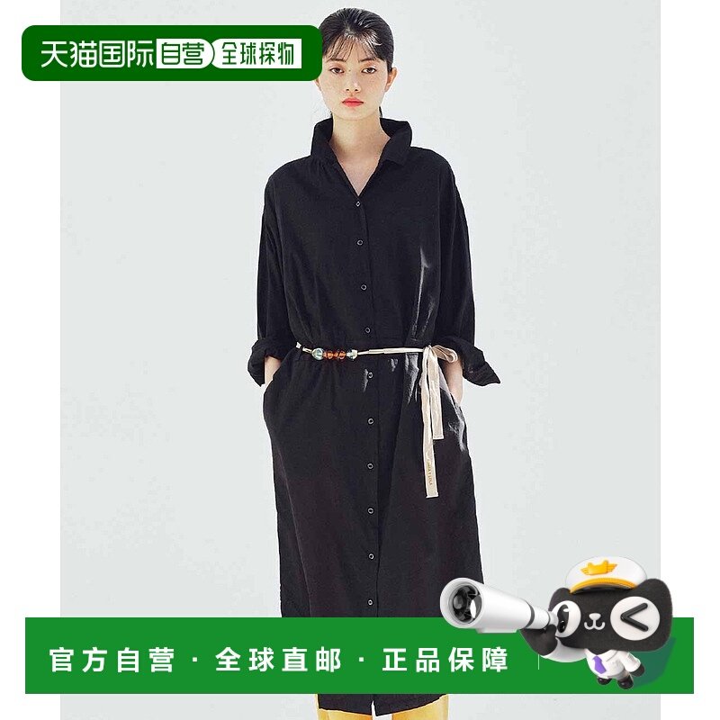 1h可退 日本直邮MEDE19F女装凉感衬衫连衣裙黑 396474