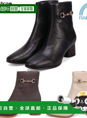 日本直邮Modello 女士短靴时尚防水方头简约粗跟休闲优雅适合雨天