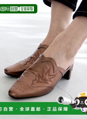 日本直邮Menue 方形头西部穆勒鞋凉鞋女鞋单鞋 ME8623BW003115