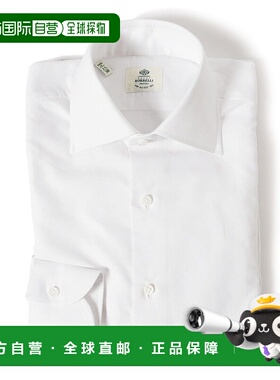 1h可退 日本直邮LUIGI BORRELLI 男士夏季宽领棉麻长袖衬衫 24110