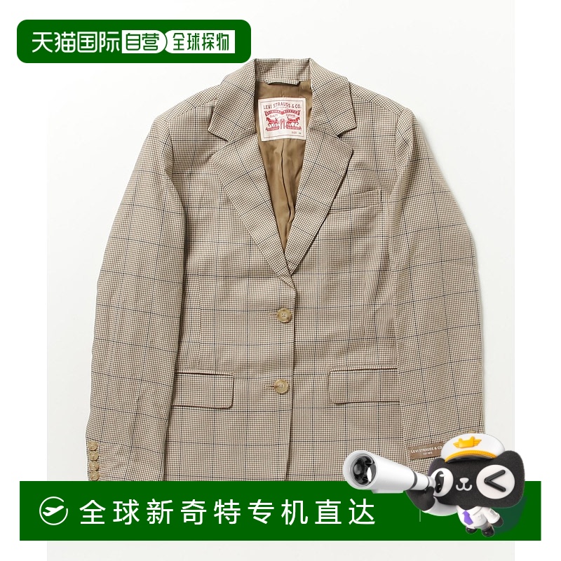 日本直邮Levi's 女士金色格子海獭色休闲西装外套 适合换季穿搭
