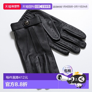 日本直邮DENTS 男士真皮驾驶手套黑色型号 15-2094