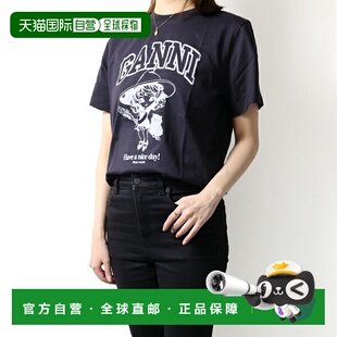 T4138 T恤 女士短袖 徽标T恤 徽标印花 日本直邮Ganni 圆领 Witch