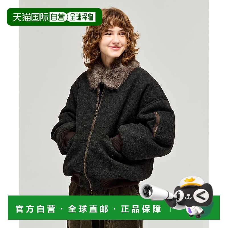 1h可退 日本直邮WETTEMPT男女同款翻领仿毛领飞行夹克 宽松版型半