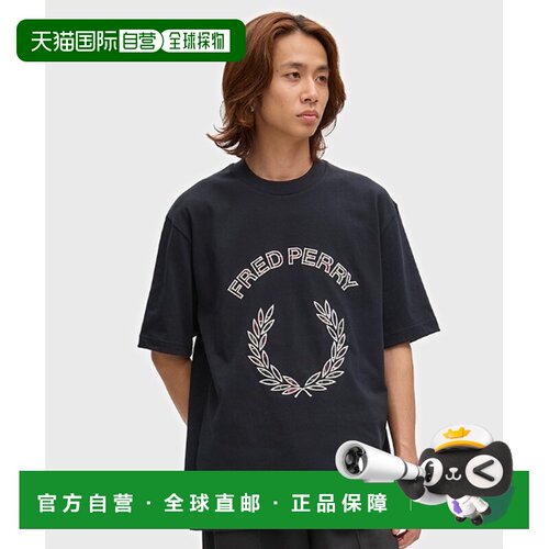 日本直邮FRED PERRY 男女同款 塔特姆格纹贴布T恤【付后1h可退】
