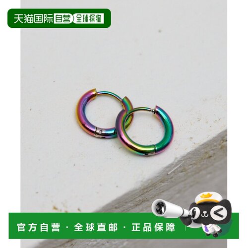 日本直邮ear PAPILLONNER 女士 不锈钢彩虹光泽15mm圆环耳环 EAZ1