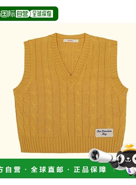 1h可退 日本直邮P:chees 儿童 V领 绞花针织背心 裾部刺绣贴章 18