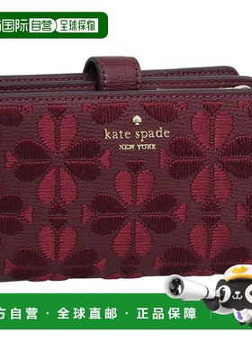 日本直邮Kate Spade 女士对折钱包红色皮革Spade Flower Med Comp