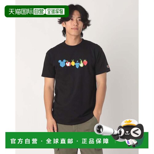 日本直邮FRUIT OF THE LOOM FTL 迪士尼联名 T恤 水果排列图案 黑