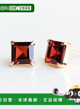 1h可退 日本直邮cui-cui K18 黄金石榴石耳钉 330232配饰