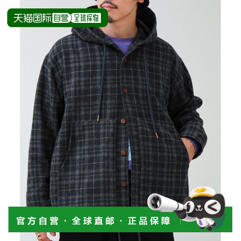 日本直邮GLOSTER 男装 起毛格纹连帽衬衫夹克 606【付后1h可退】