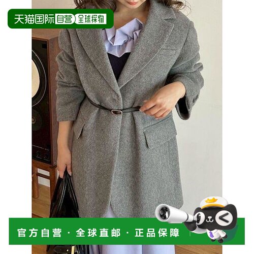 1h可退 日本直邮Lily Brown 配腰带长毛呢宽松外套夹克西装