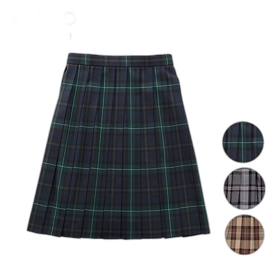 日本直邮制服裙格纹灰色学生裙格纹裙百褶裙海军棕色高中生KHS212