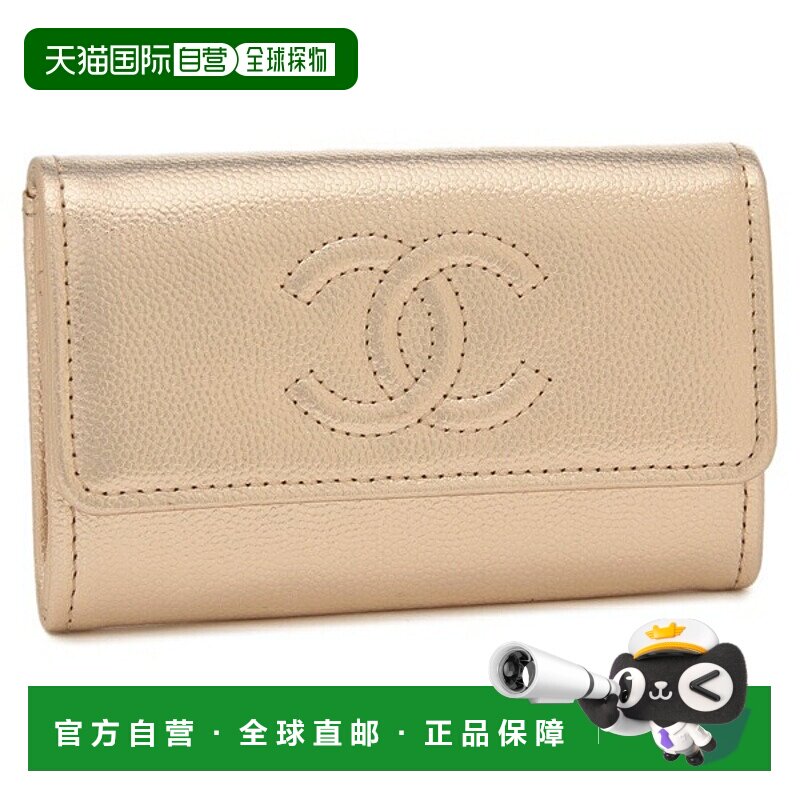 日本直邮香奈儿卡包饰有双C标志和Coco标志金色女士CHANEL AP4705
