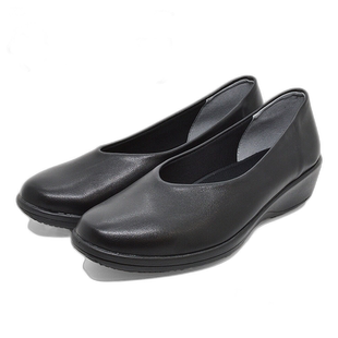 日本直邮 Pansy Business 弹力 3E 杏仁形鞋头坡跟鞋底 V 形切割