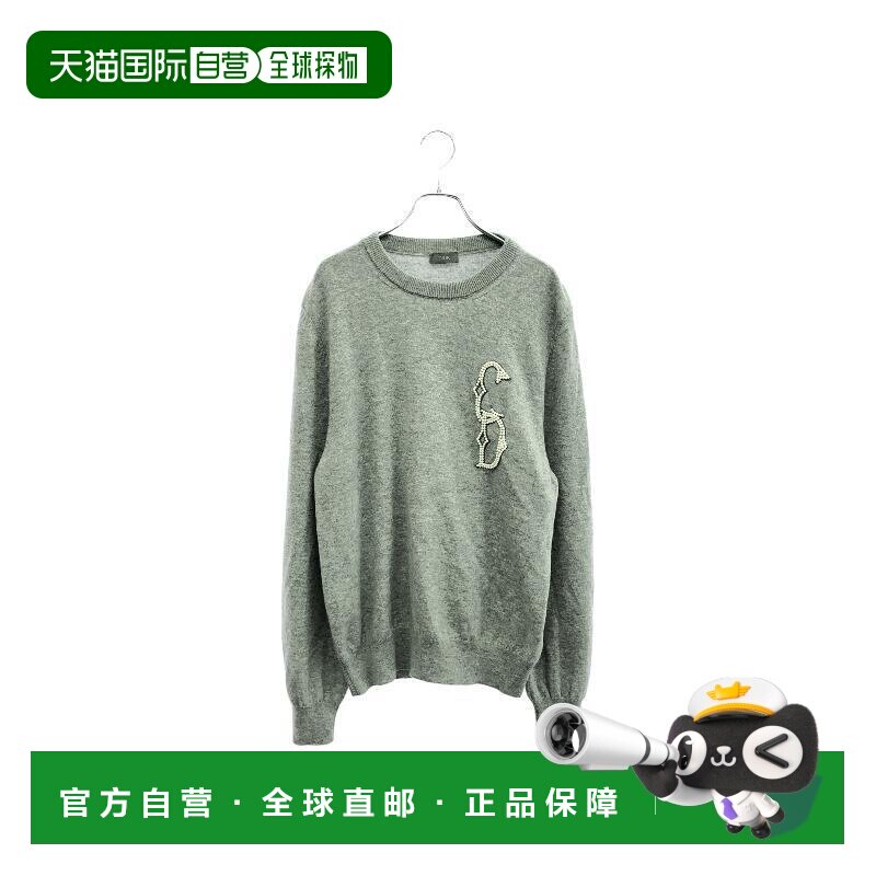 日本直邮中古Dior迪奥女A级95新knit针织羊毛上衣灰色复古经典BRA