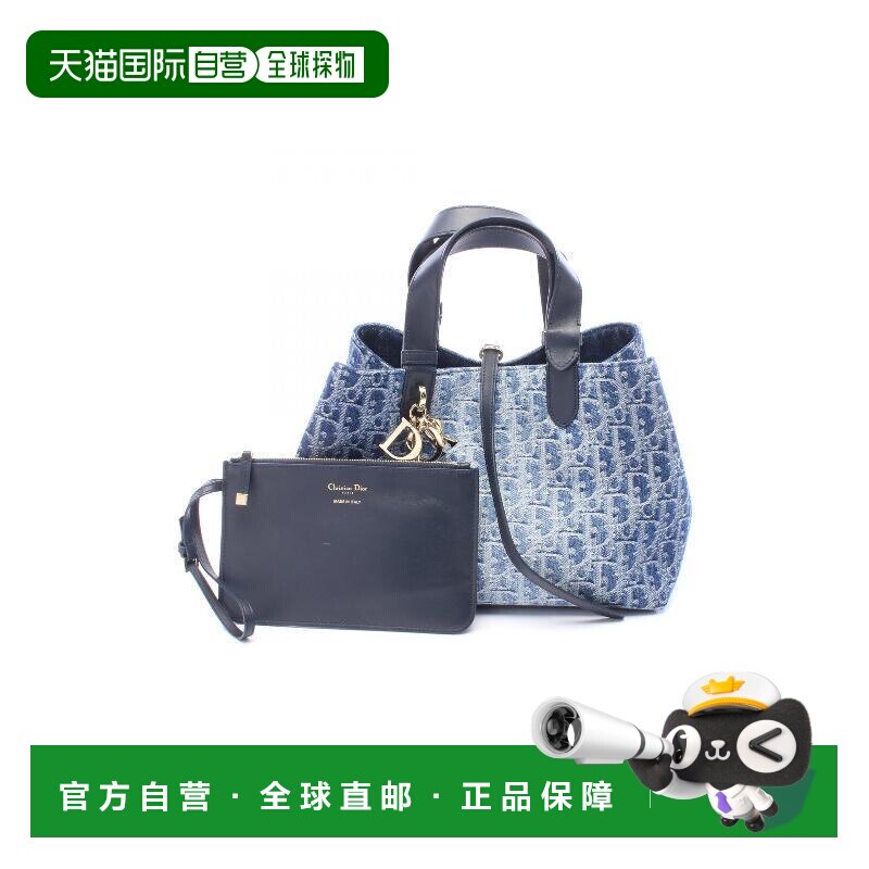 日本直邮日本中古二奢Dior迪奥女包A级95新obliqueDIOR老花牛仔布图片