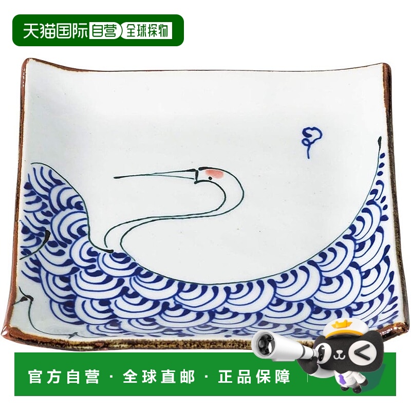 【日本直邮】西海陶器 波佐見烧 琴葺 方盘 鹤 19783 中号
