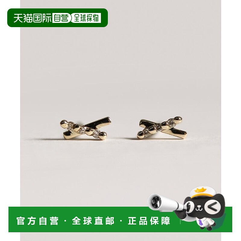 1h可退 日本直邮cui-cui 男女同款 知性设计 钻石黄十字耳钉 7788