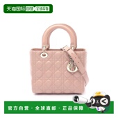 日本直邮中古Dior迪奥女包B级9新Lady Dior戴妃包牛皮斜挎包粉色