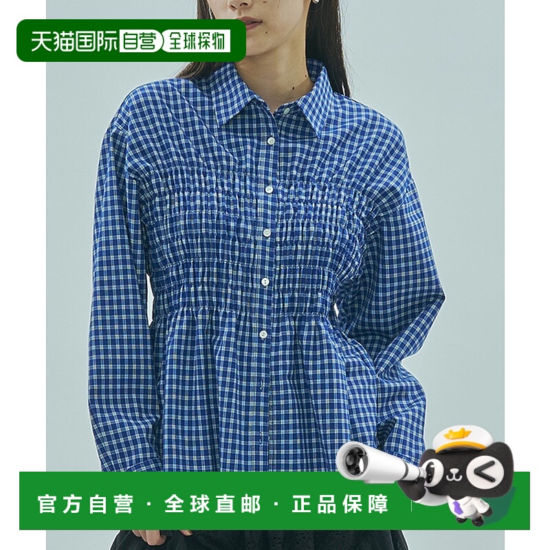 1h可退 日本直邮ROSE BUD 女装 收褶设计 格纹衬衫 半开襟显瘦 20