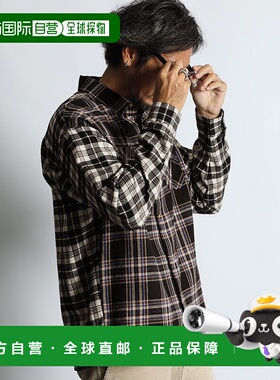 1h可退 日本直邮DUFFER男装拼接设计法兰绒格子衬衫 257252 SH701