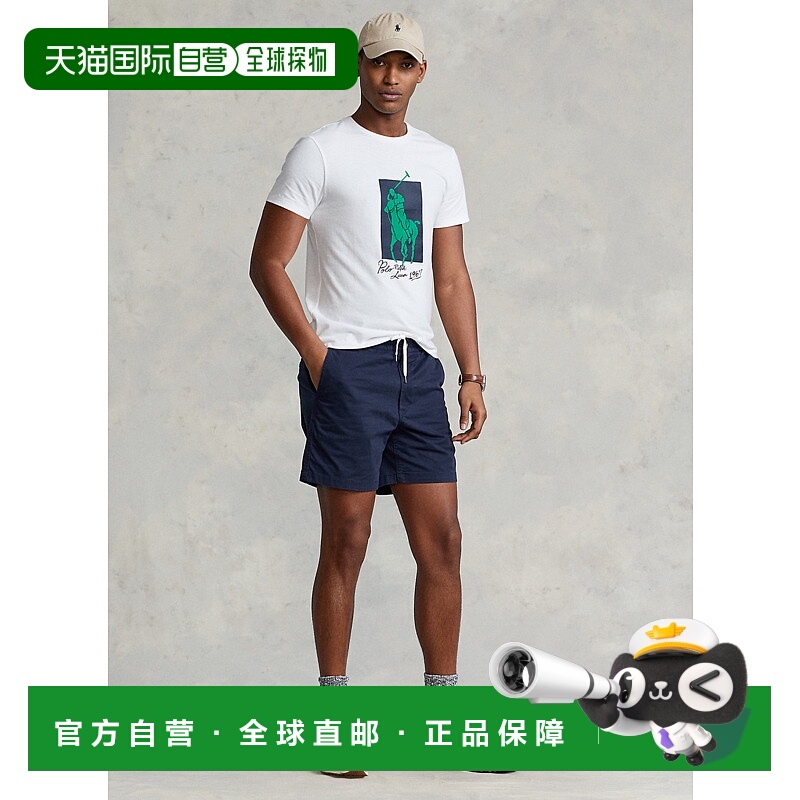 日本直邮Polo Ralph Lauren SS23 纯色棉混纺休闲短裤 男款 海军