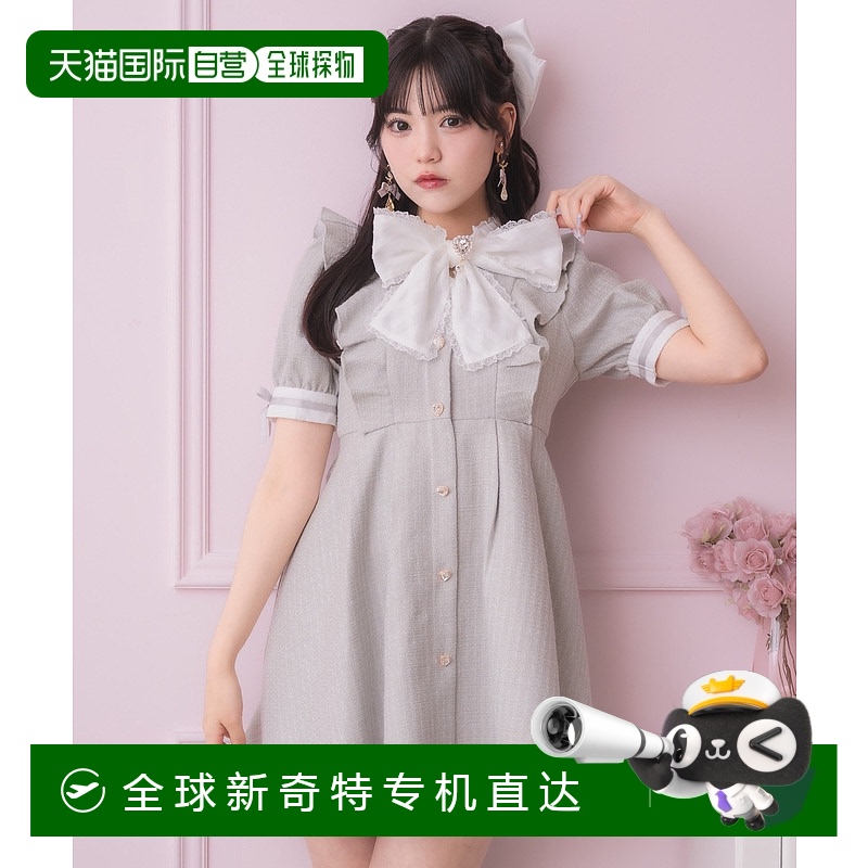1h可退 日本直邮ROJITA女士夏季混纺格纹蝴蝶结半透感连衣裙 1523