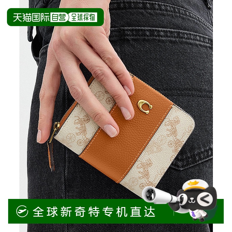 1h可退 日本直邮COACH 蔻驰 女士双折迷你钱包马车印花 CR992 B4R