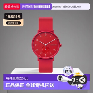 日本直购SKAGEN 诗格恩红色指针手表腕表SKW6512防水