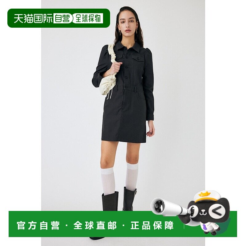 日本直邮MOUSSY 泡泡袖迷你连衣裙 L/BLK1 [MO1164EW24177] 黑色