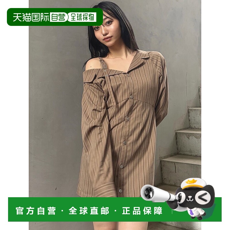 1h可退 日本直邮MURUA 女装 不对称单肩设计迷你衬衫连衣裙 01255