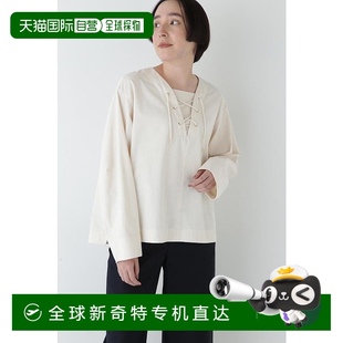 纯棉洗水蕾丝系带衬衫 1h可退 woman 日本直邮官方授权 上衣 human
