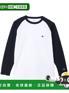 日本直邮Champion FW23 Basic系列 微弹刺绣小C-Logo 插肩袖拼接T