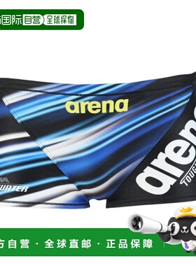 日本直邮ARENA 男士训练短腿竞技泳衣[AS5FWM17M] 黑蓝色