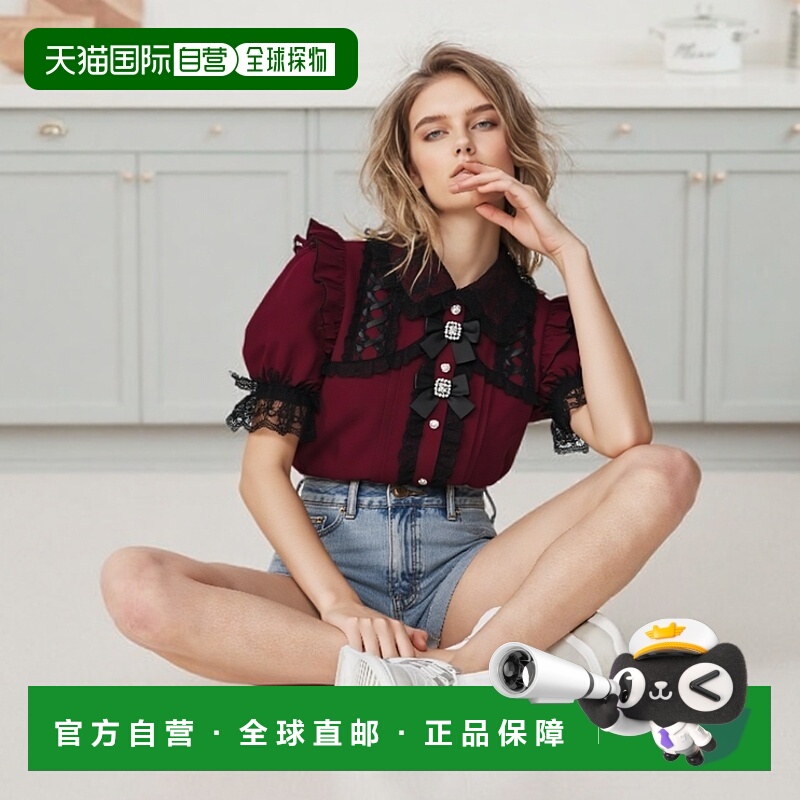 日本直邮日潮 NOEMIE 闪亮丝带系带衬衫 25590047846蕾丝新款