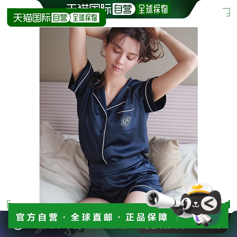 日本直邮RAVIJOUR女士短袖丝光缎睡衣套装 R482831