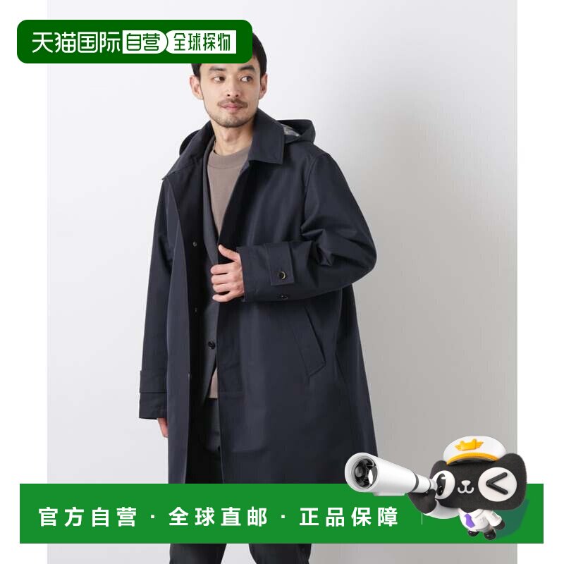日本直邮NANO universe 卫衣印花连帽立领外套 海军蓝风衣