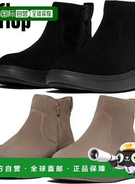 日本直邮FitFlop 女士 iQ-COMFF 绒面革拉链踝靴短靴时尚真皮简约