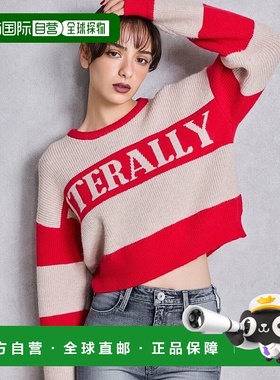 1h可退 日本直邮GYDA 女装 LITERALLY字母宽松短款针织上衣 07255