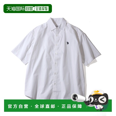 U.S. POLO ASSN. 男女同款 半袖宽松纯棉衬衫 一字马刺绣logo PLM